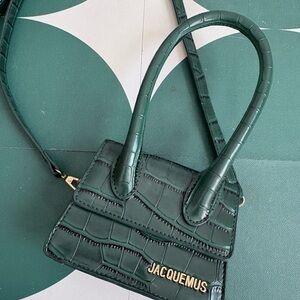 Jacquemus Forest Green Croc-Embossed Mini Bag